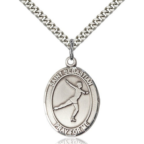 Sterling Silver St. Sebastian/Figure Skating Pendant w/ chain