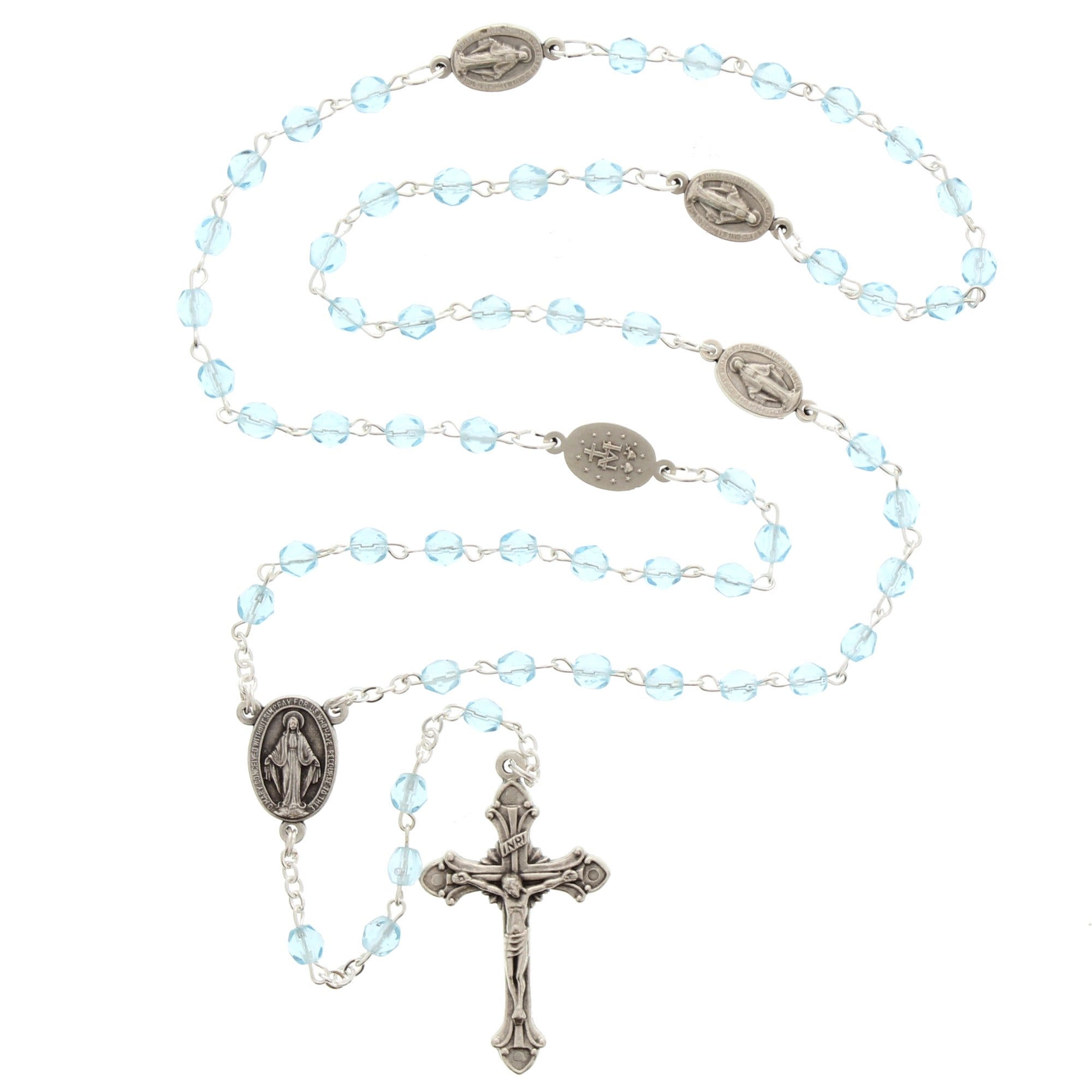 Miraculous Medal Blue Rosary