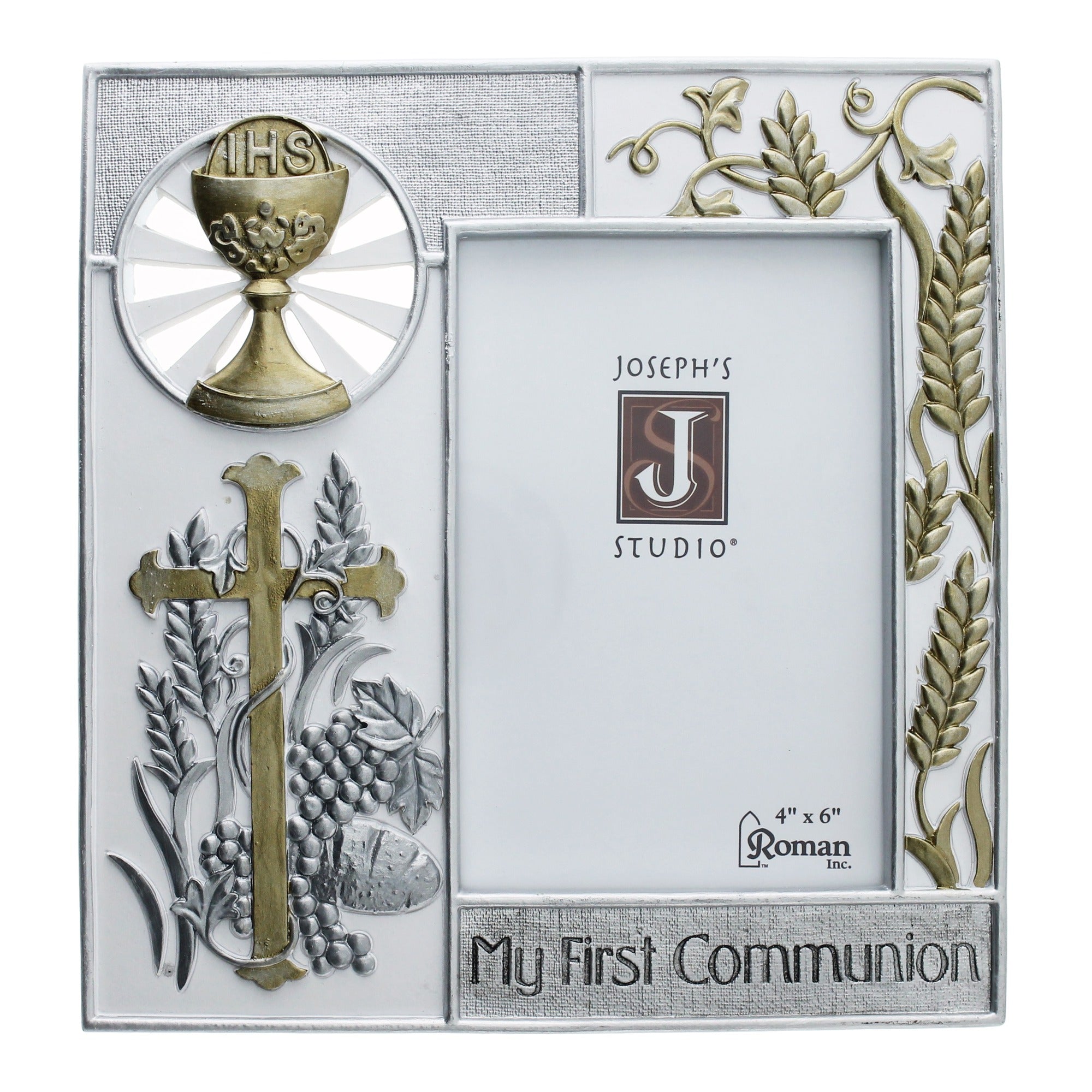 Multi-Tone Grapes & Wheat First Communion Photo Frame