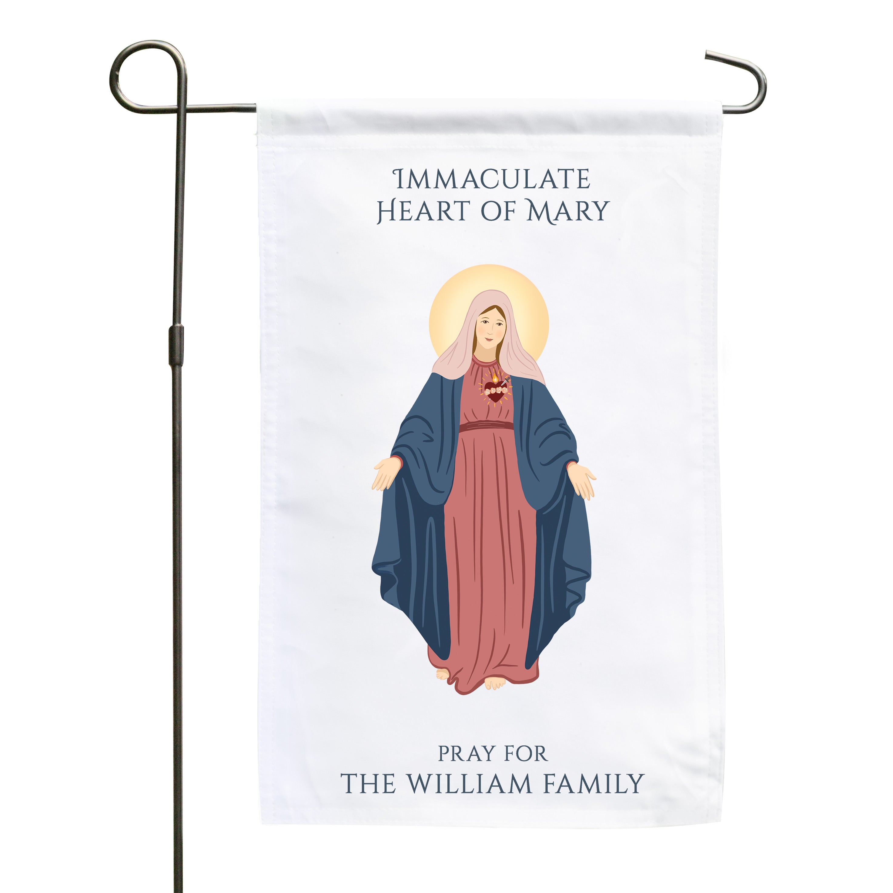 Immaculate Heart of Mary Personalized Garden Flag
