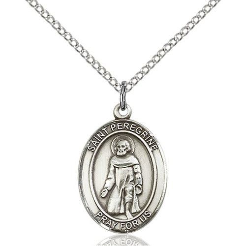 Sterling Silver St. Peregrine Laziosi Pendant w/ Chain