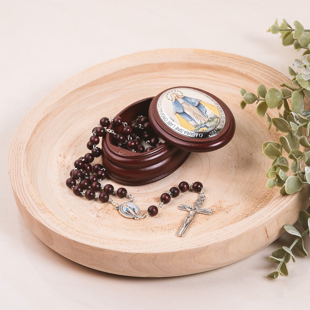 Itailan Miraculous Medal Rosary Box & Rosary Set