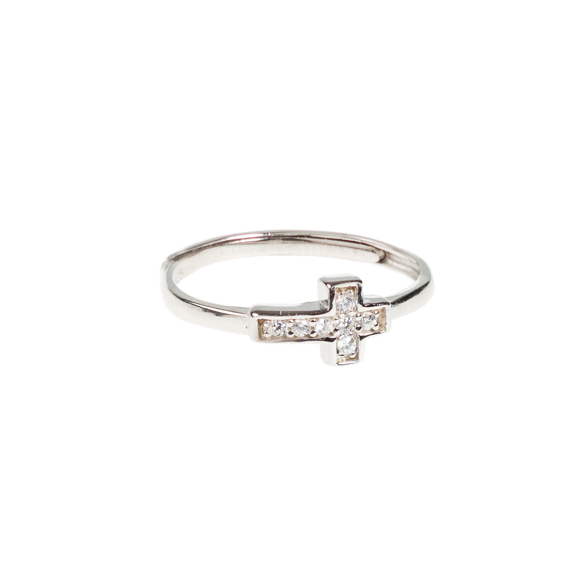 Silver & Cubic Zirconia Cross Earrings & Ring - Set