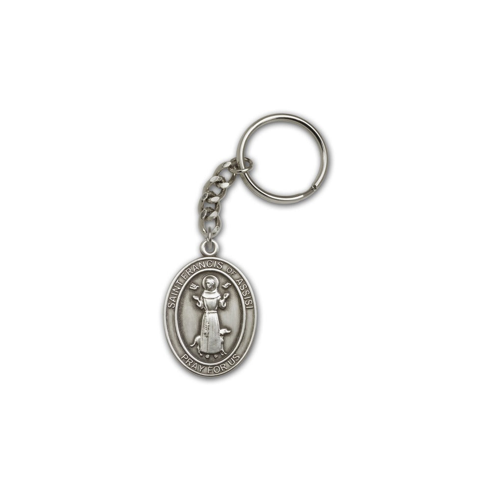 Antique Silver St. Francis of Assisi Keychain