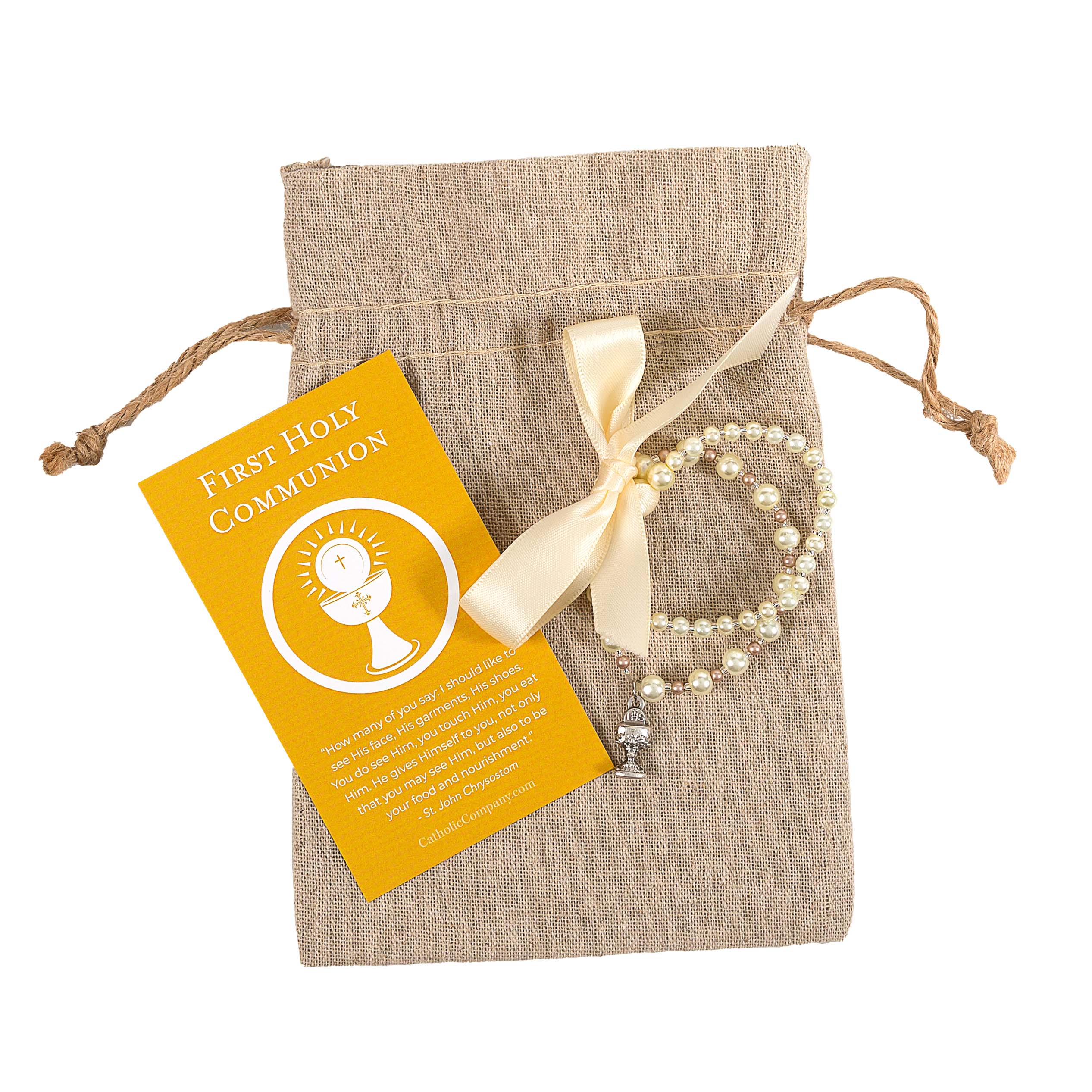 Two-Tone Pearl & Silver First Communion Bracelet Set