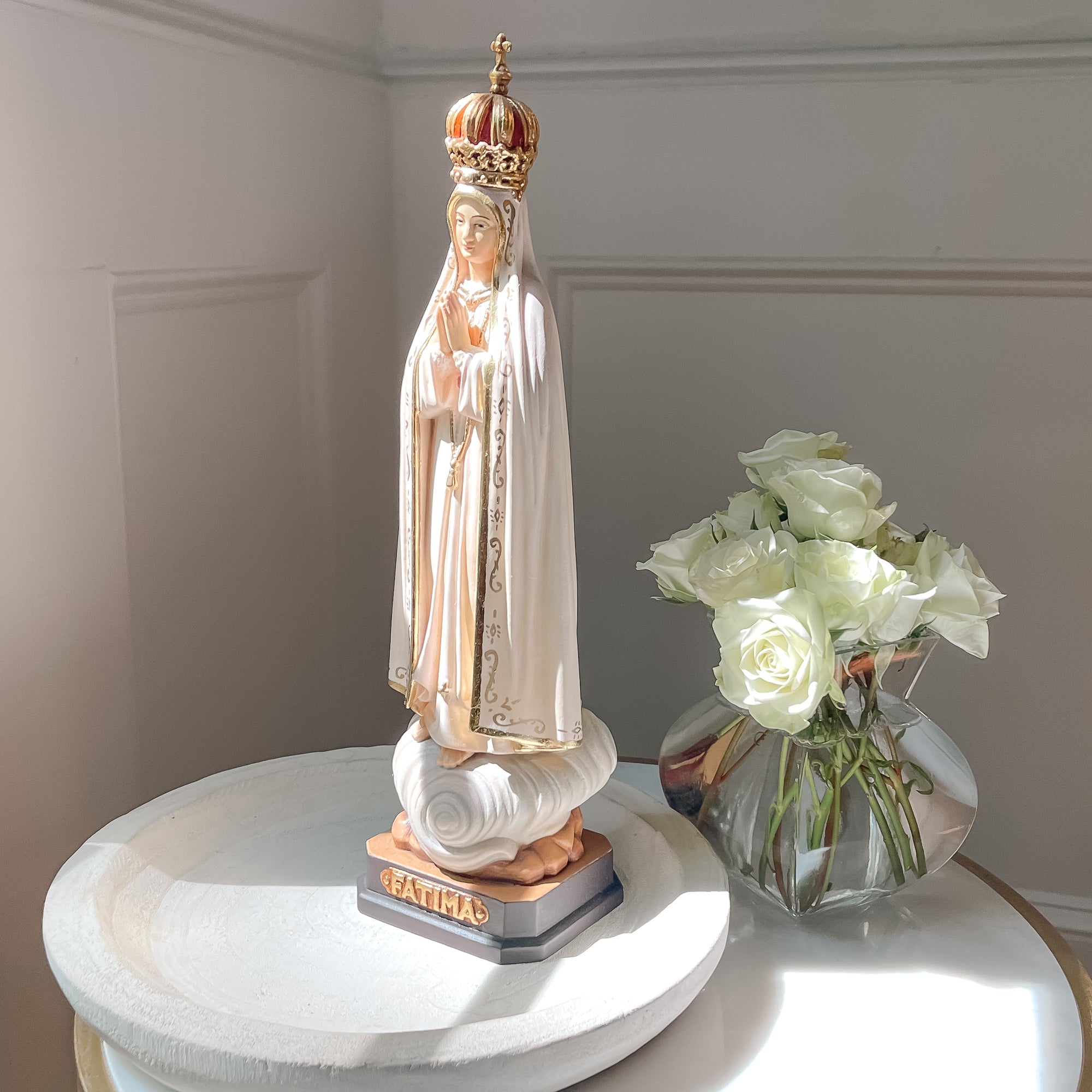 Our Lady of Fatima Hand Made Italian Statue - 13"