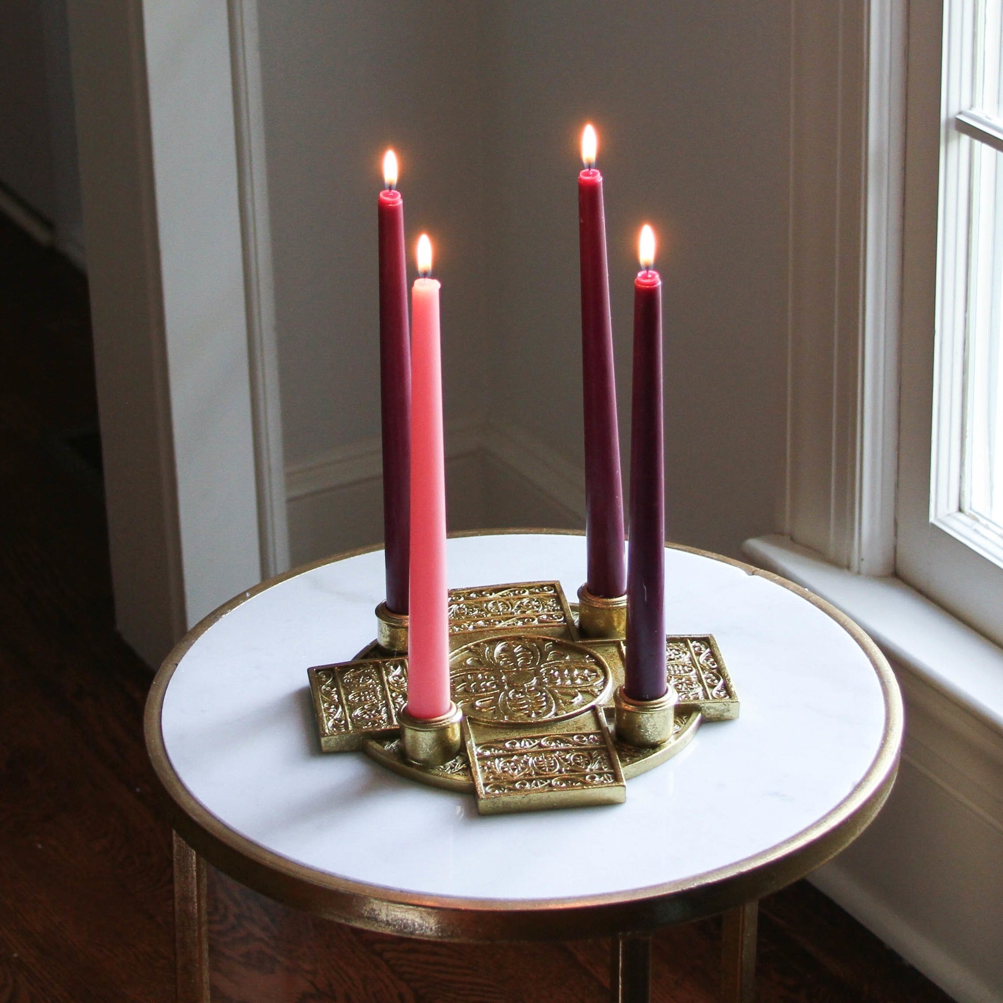 Gold Cross Advent Candleholder