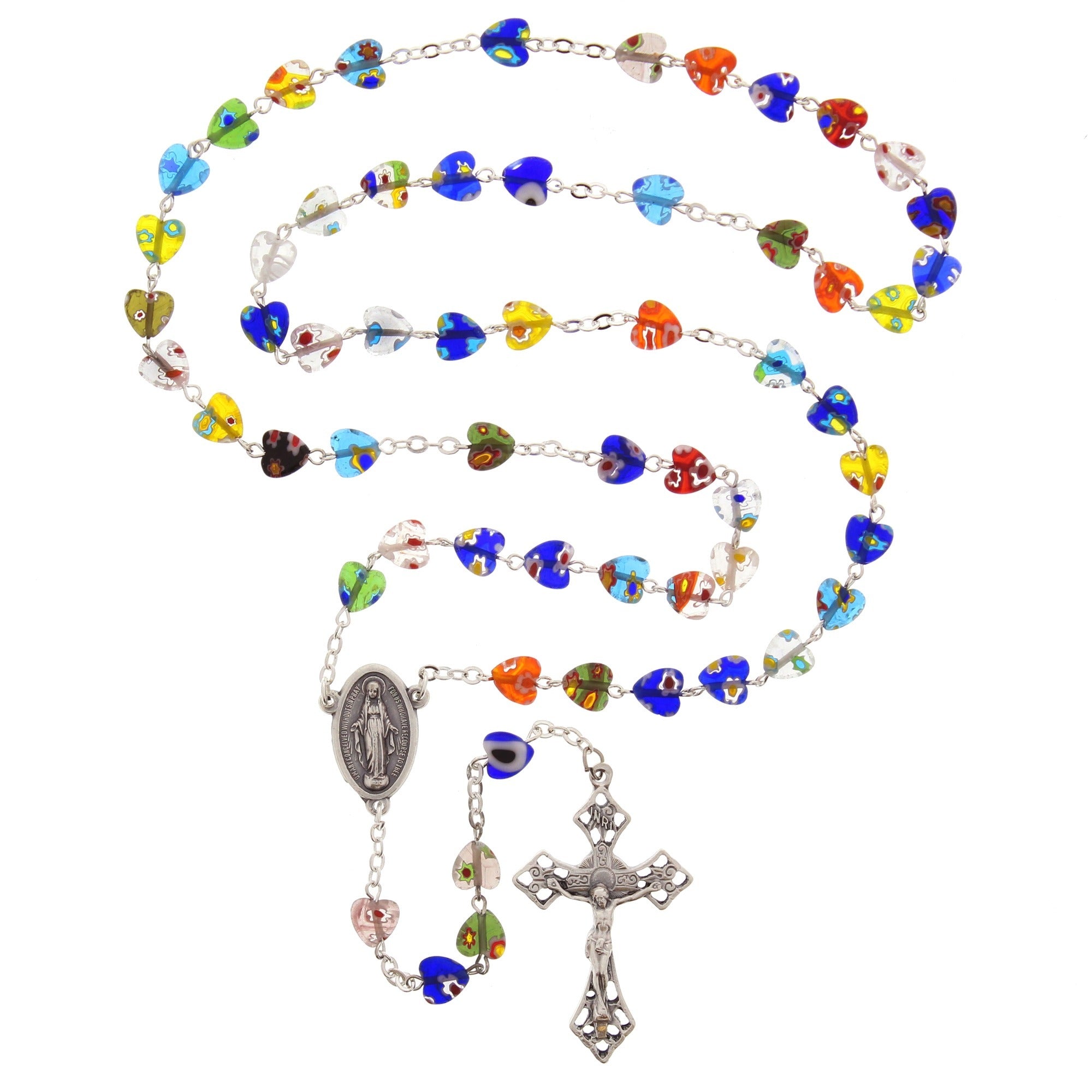 Multi Color Murano Style Heart Rosary