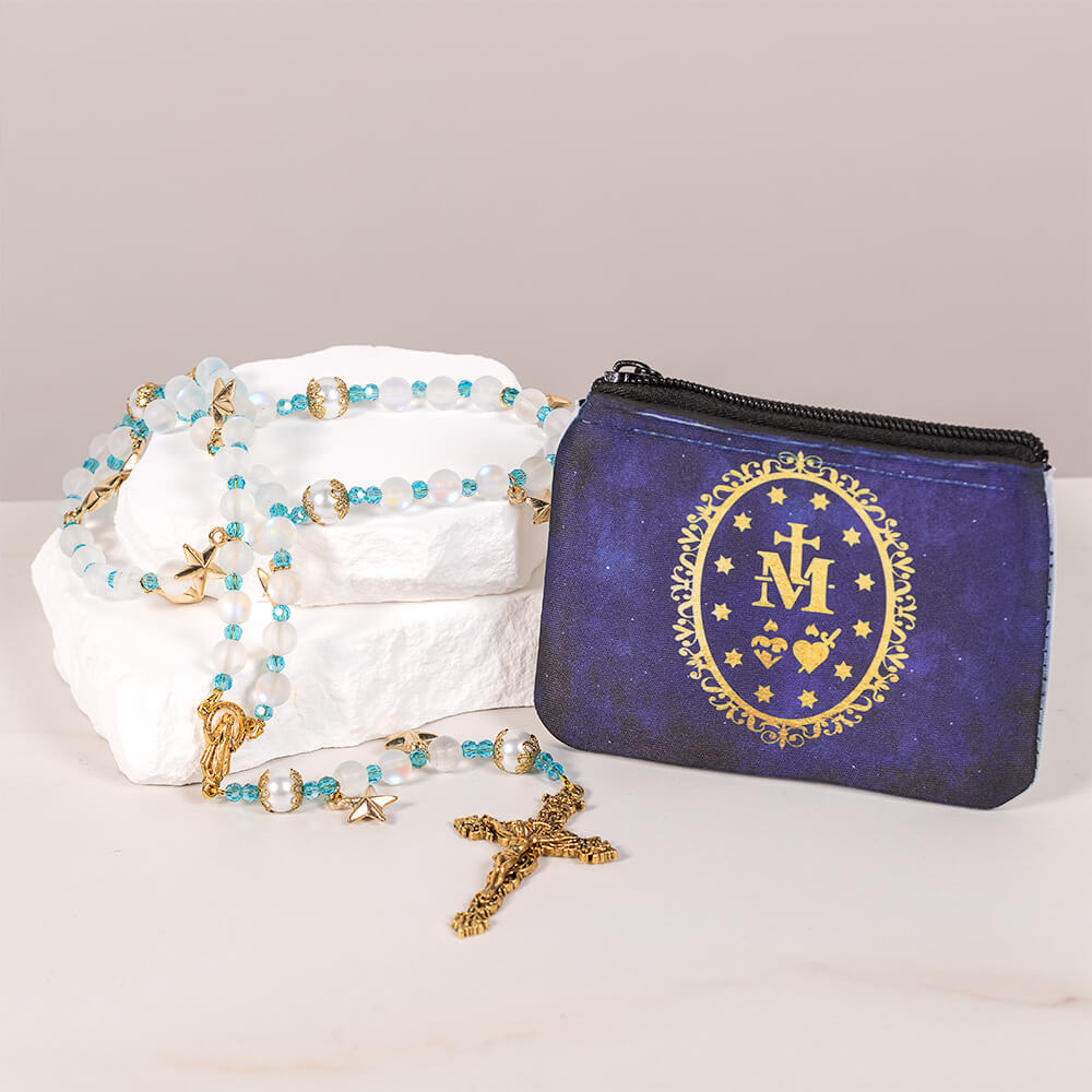 Crown of Stars Rosary & Miraculous Rosary Pouch Gift Set