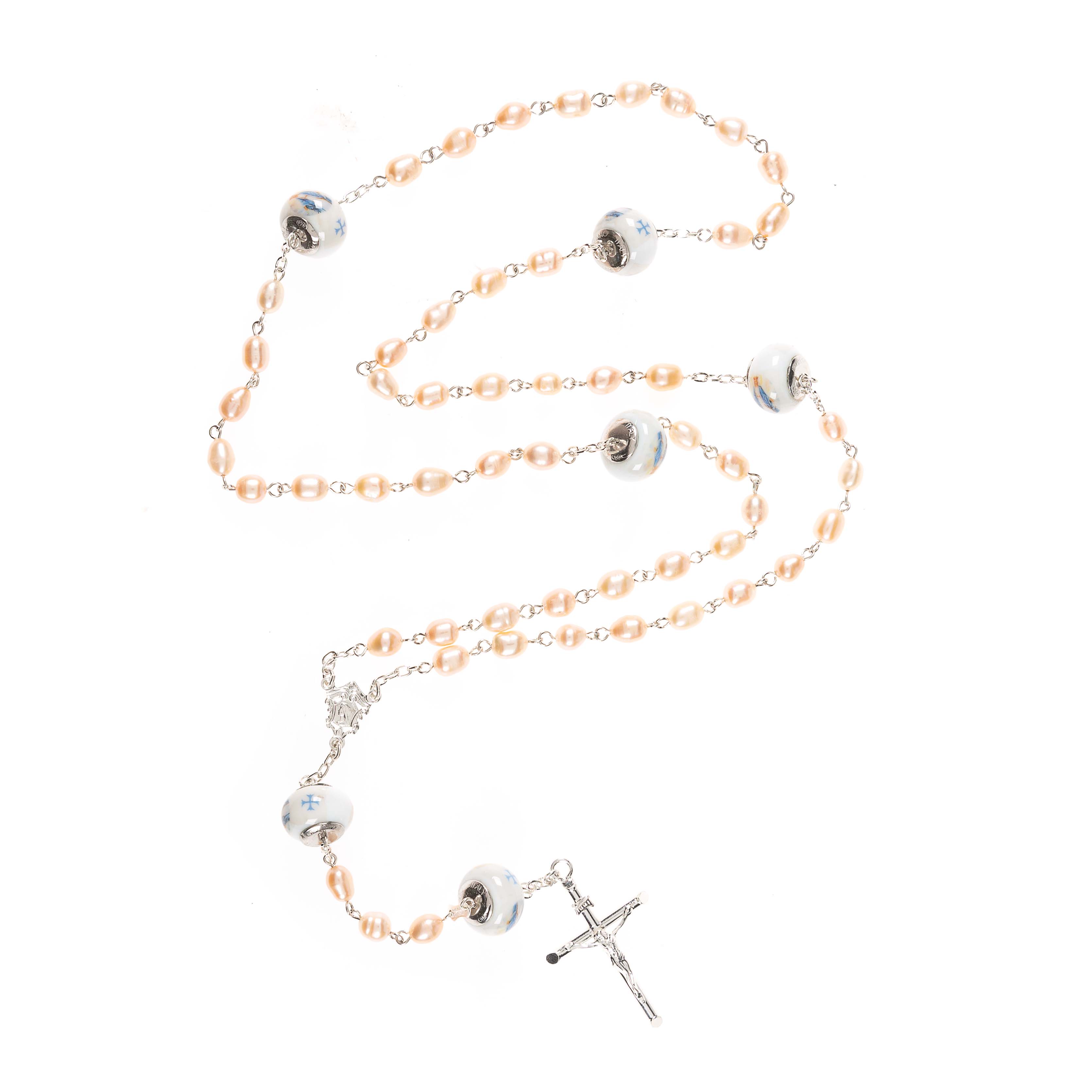 Italian Freshwater Pearl Miraculous Rosary