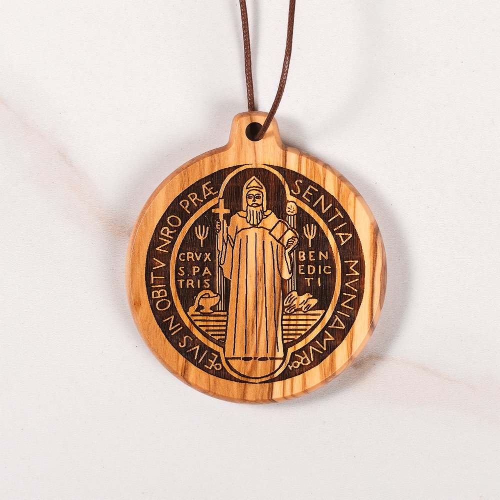 Olive Wood St. Benedict Medal Home Blessing