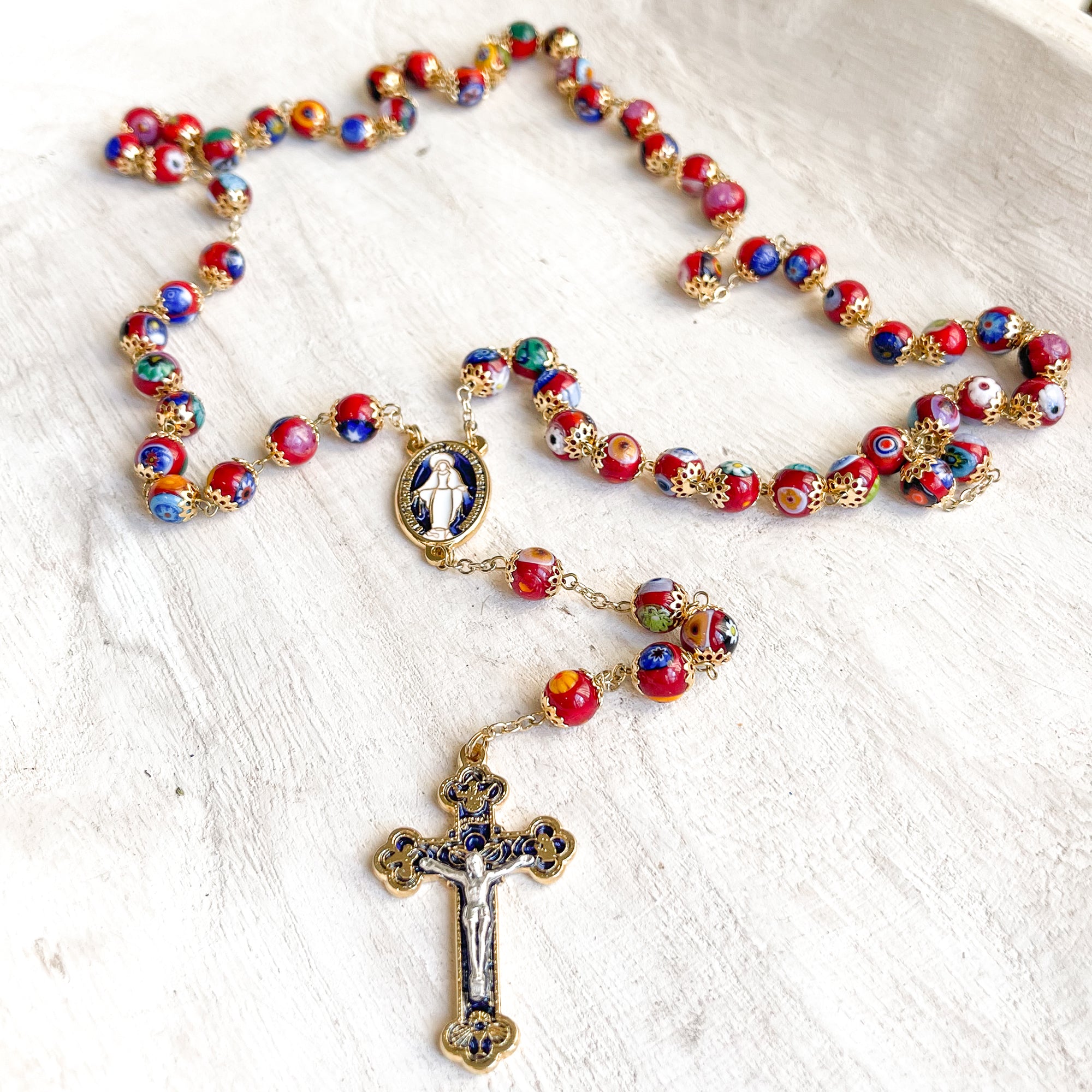 Burgundy Murano Glass Rosary