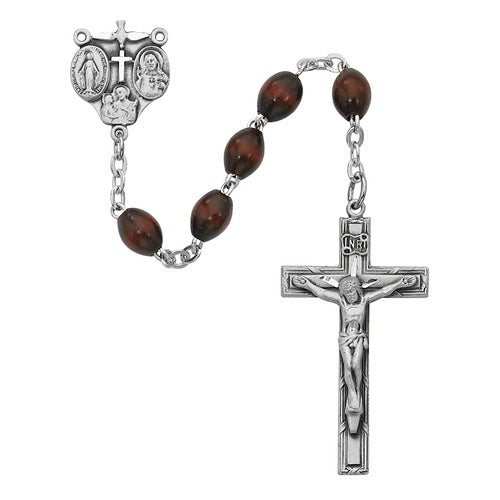 4X6mm Oval Brown Wood Rosary