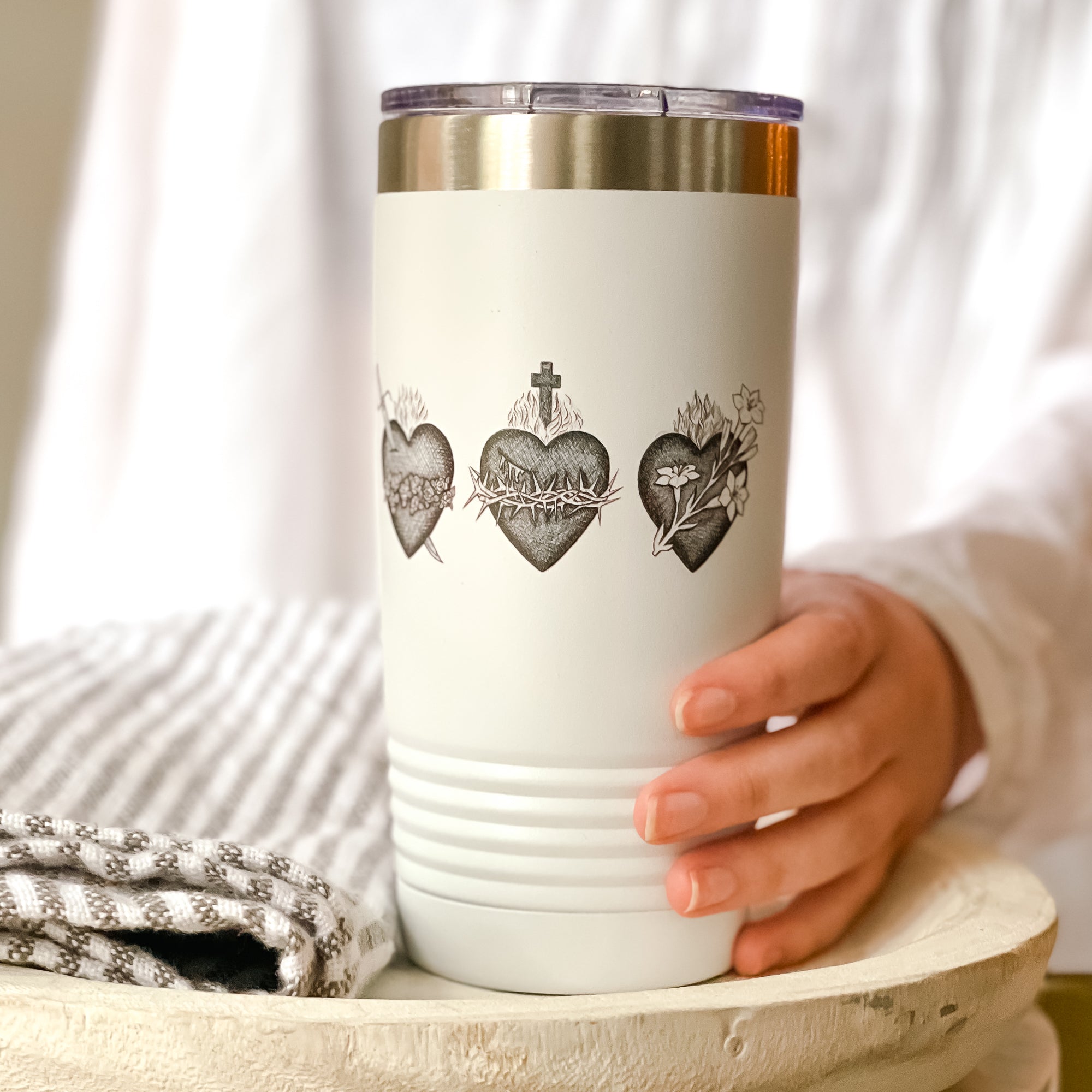 Personalized 3 Hearts White 20 oz. Tumbler