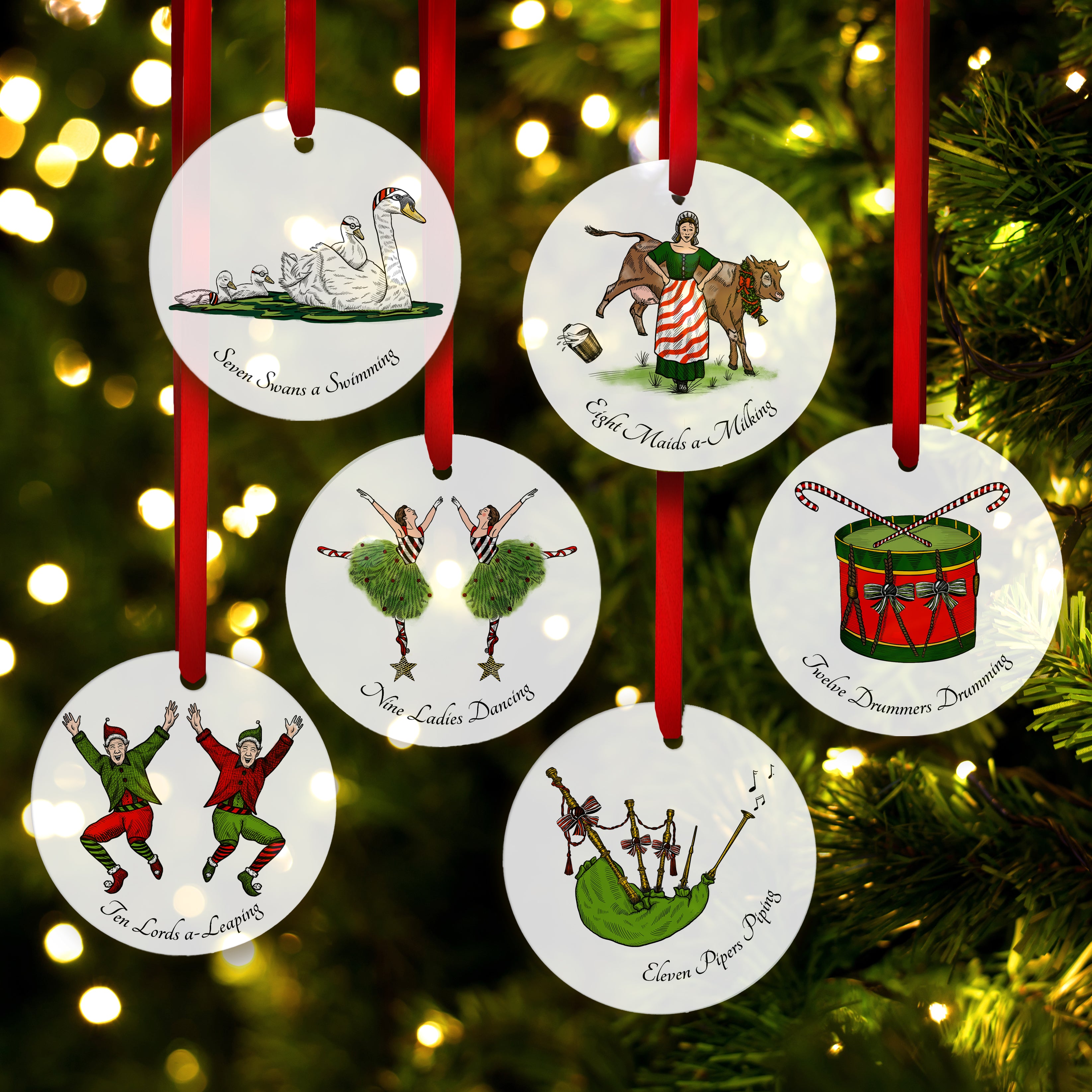 12 Days of Christmas Ornaments - Set of 12