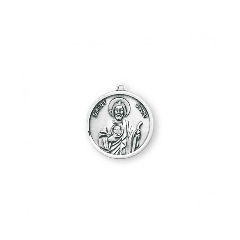 Petite Silver Round St. Jude Medal Necklace