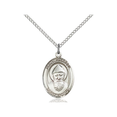 Sterling Silver St. Sharbel Pendant w/ Chain