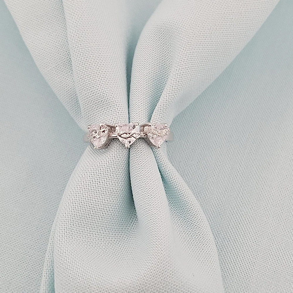 Brilliant Gemstone Three Hearts Ring