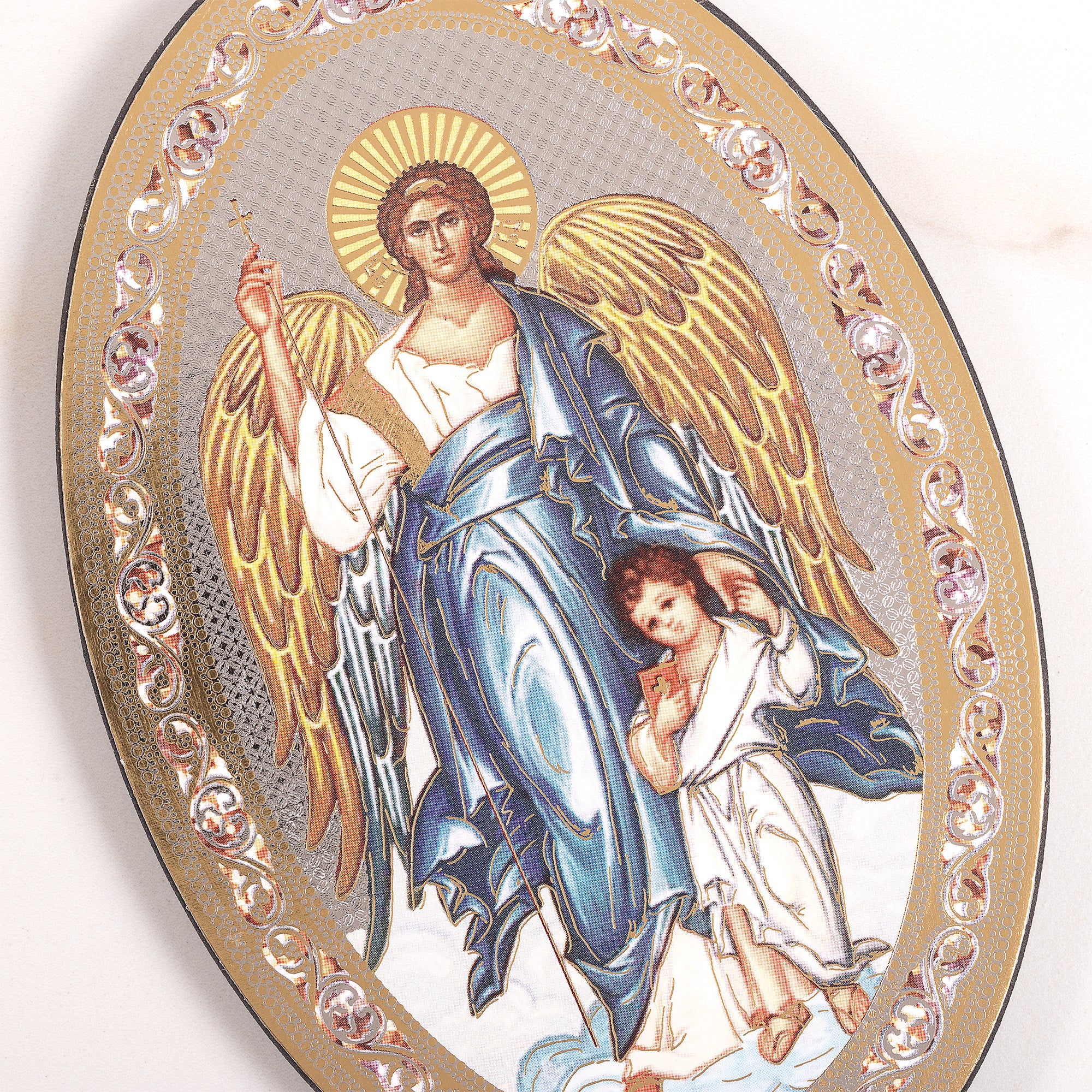 Oval Guardian Angel Icon Plaque - 7"