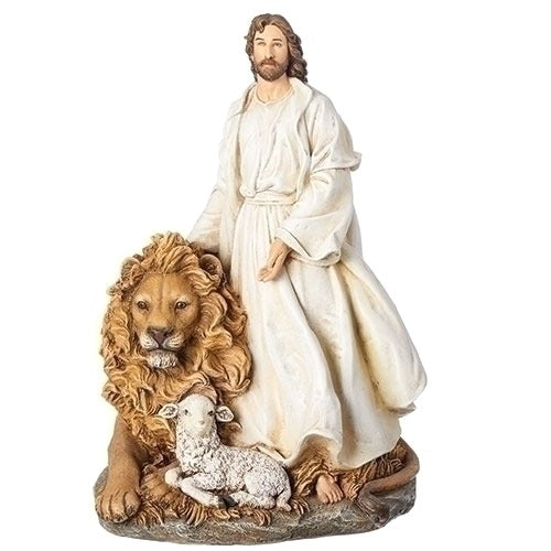 Jesus With Lion & Lamb Statue