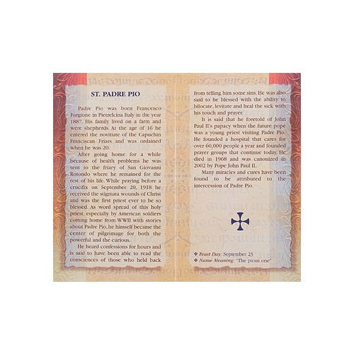 St. Padre Pio - Mini Lives of the Saints Folded Prayer Card