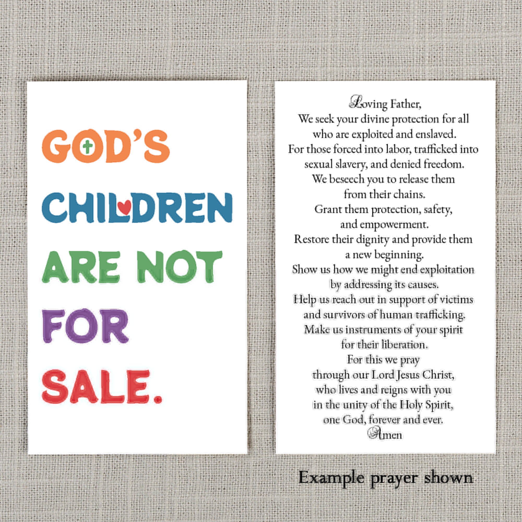 God's Children Are Not For Sale Prayer Card