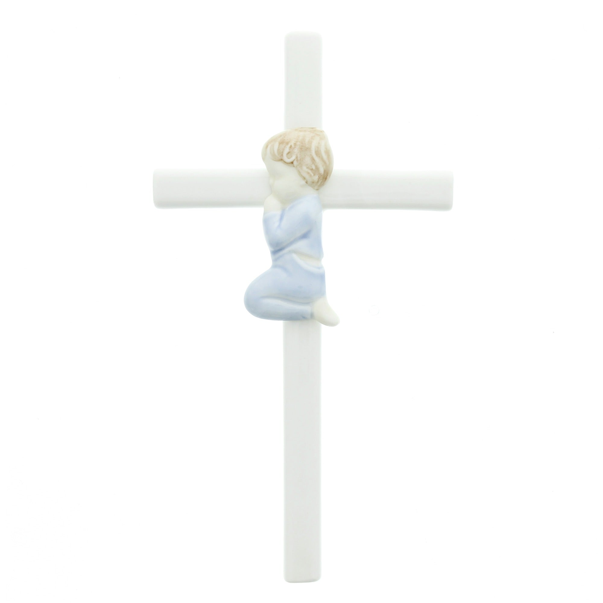 Porcelain Cross - Boy 7.5 inch