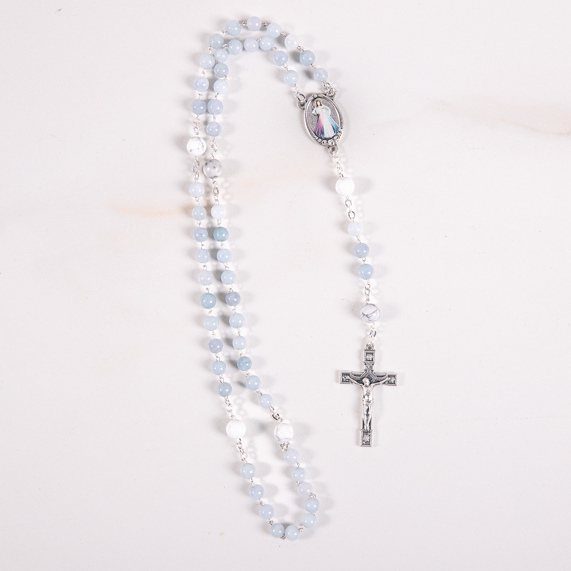 Angelite & Aulite Divine Mercy Chaplet Rosary