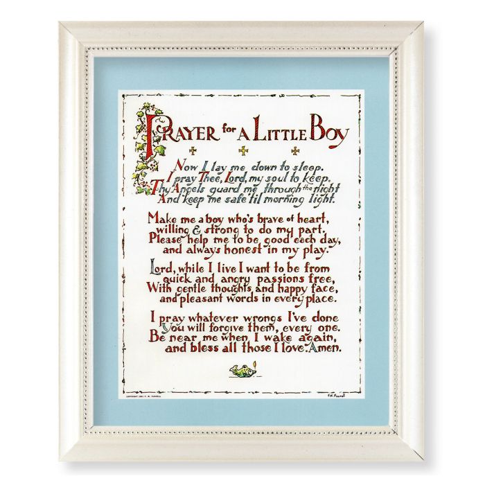 Prayer For a Little Boy in Pearlized White Frame 9.5" x 11.5"
