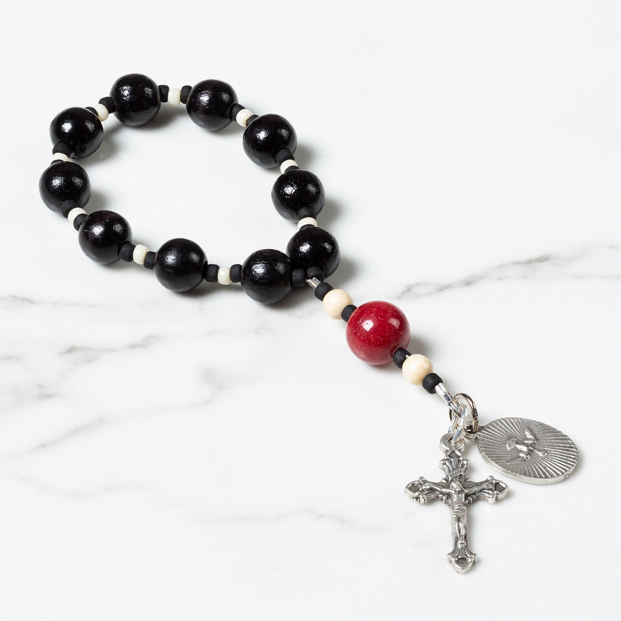 Confirmation Black Wood Decade Rosary with Prayer Card