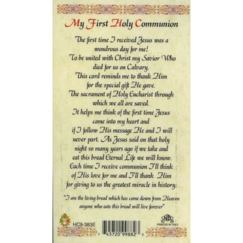 First Communion Laminated Prayer Card