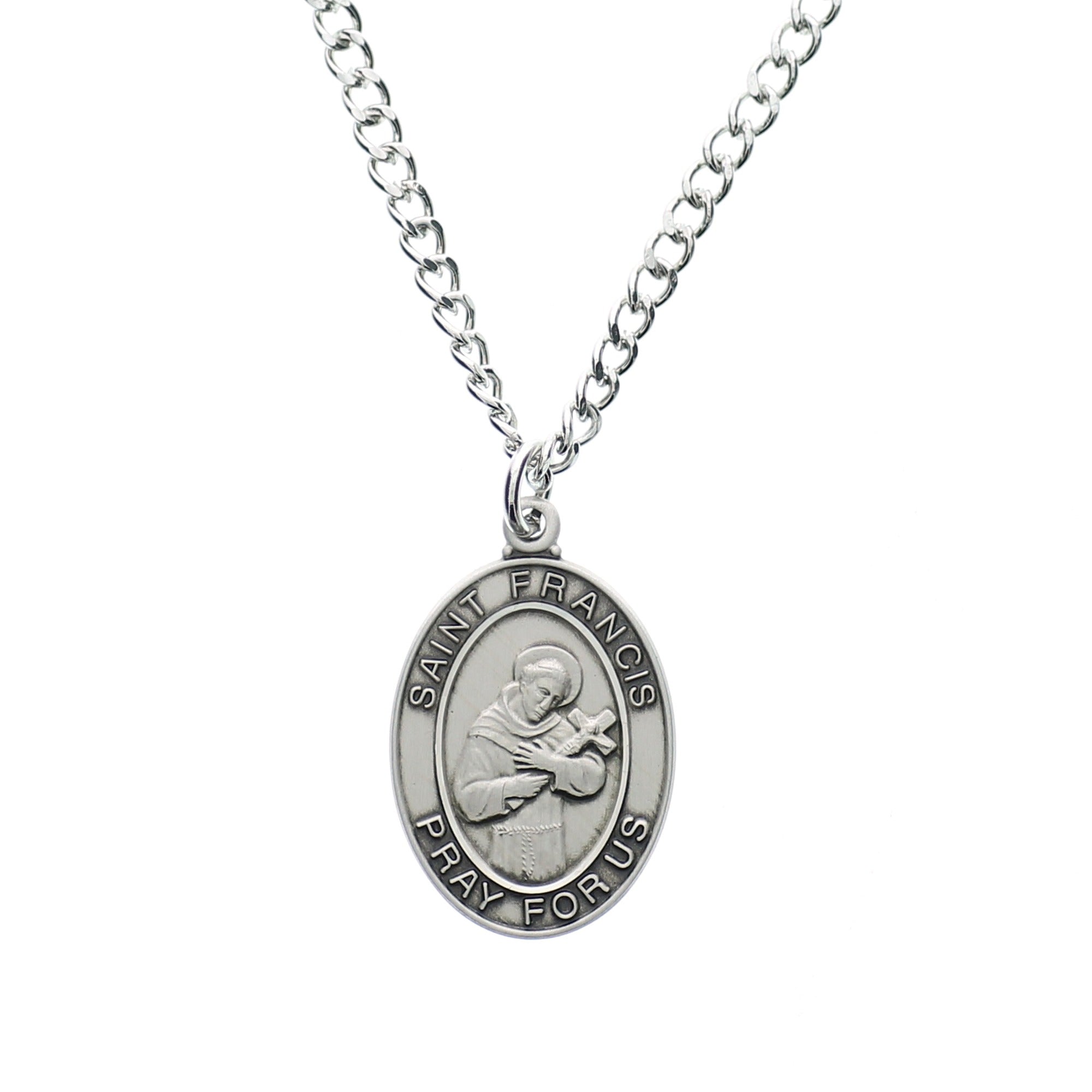St. Francis Sterling Silver Oval Medal