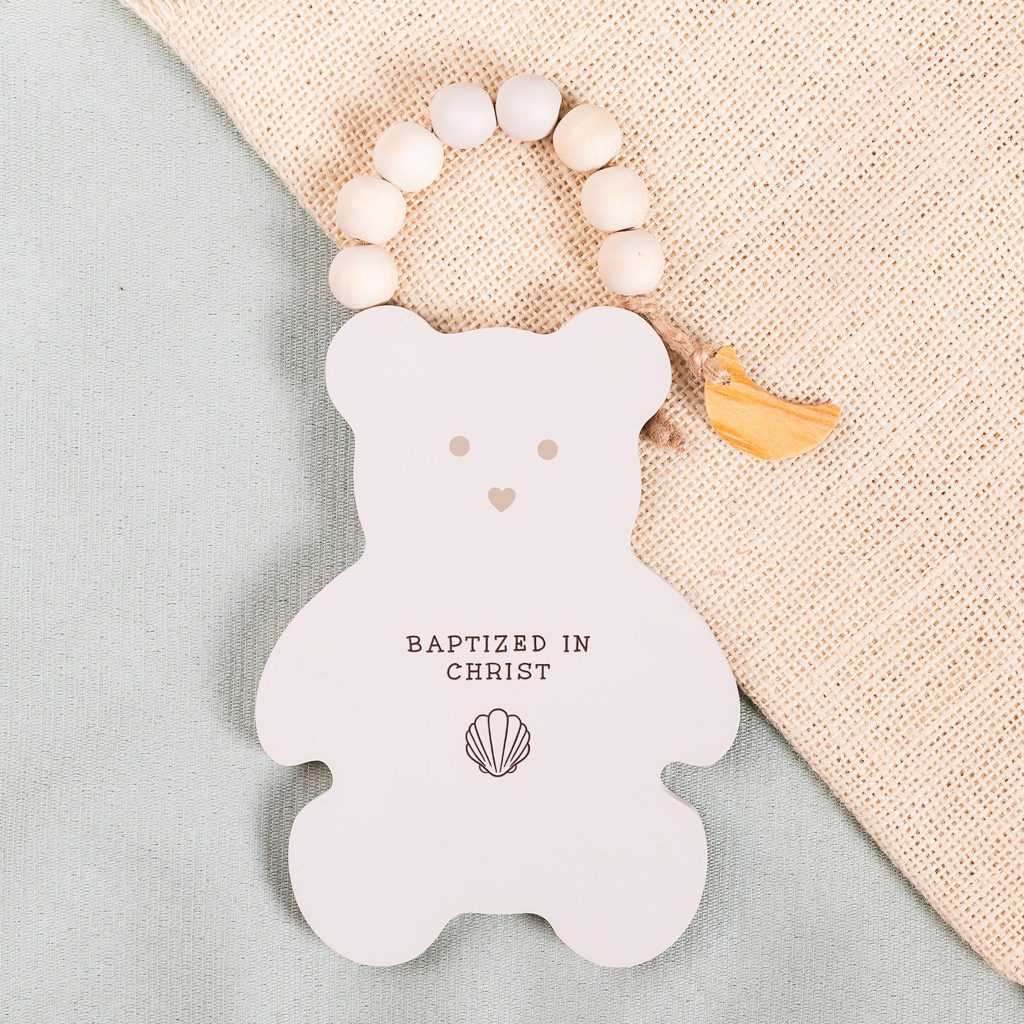Personalized Baptism Bear Hanging Plaque