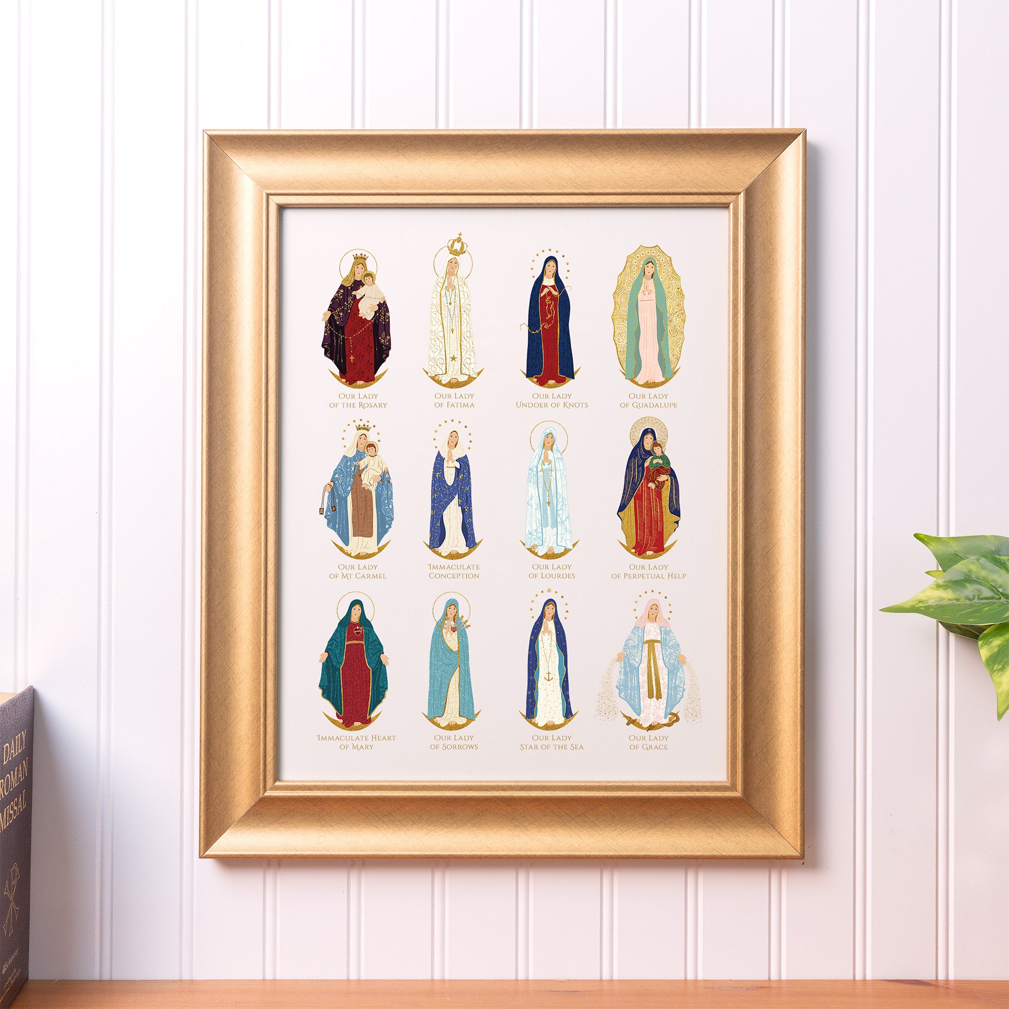 12 Devotions of Mary Toile Framed Art Print