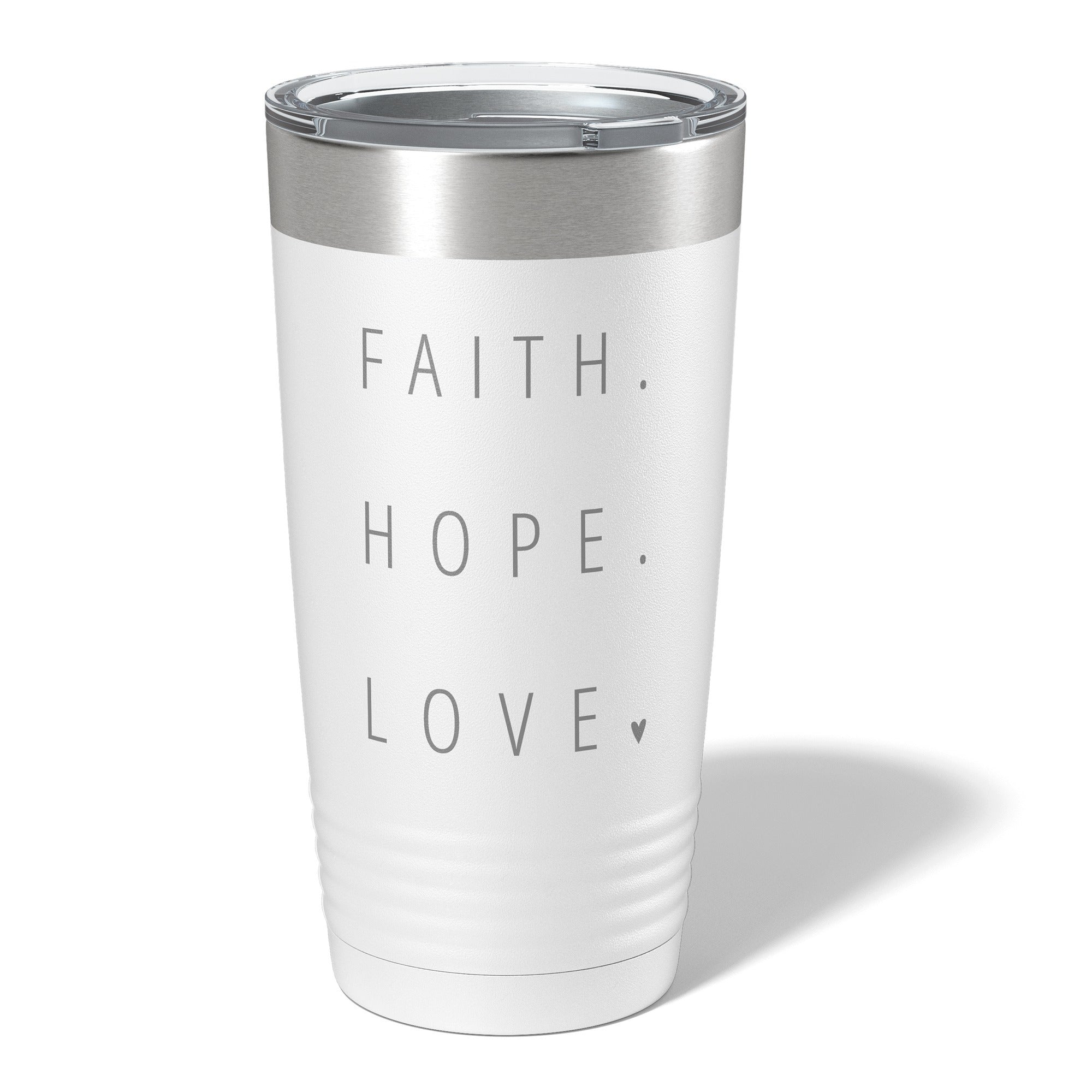 Faith Hope and Love White Insulated 20oz Tumbler