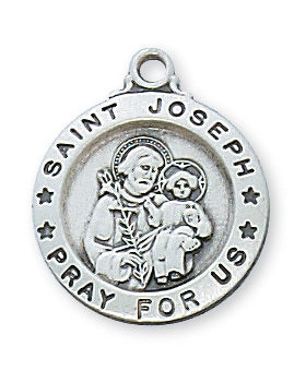 Sterling Silver St. Joseph Medal with 18 inch chain