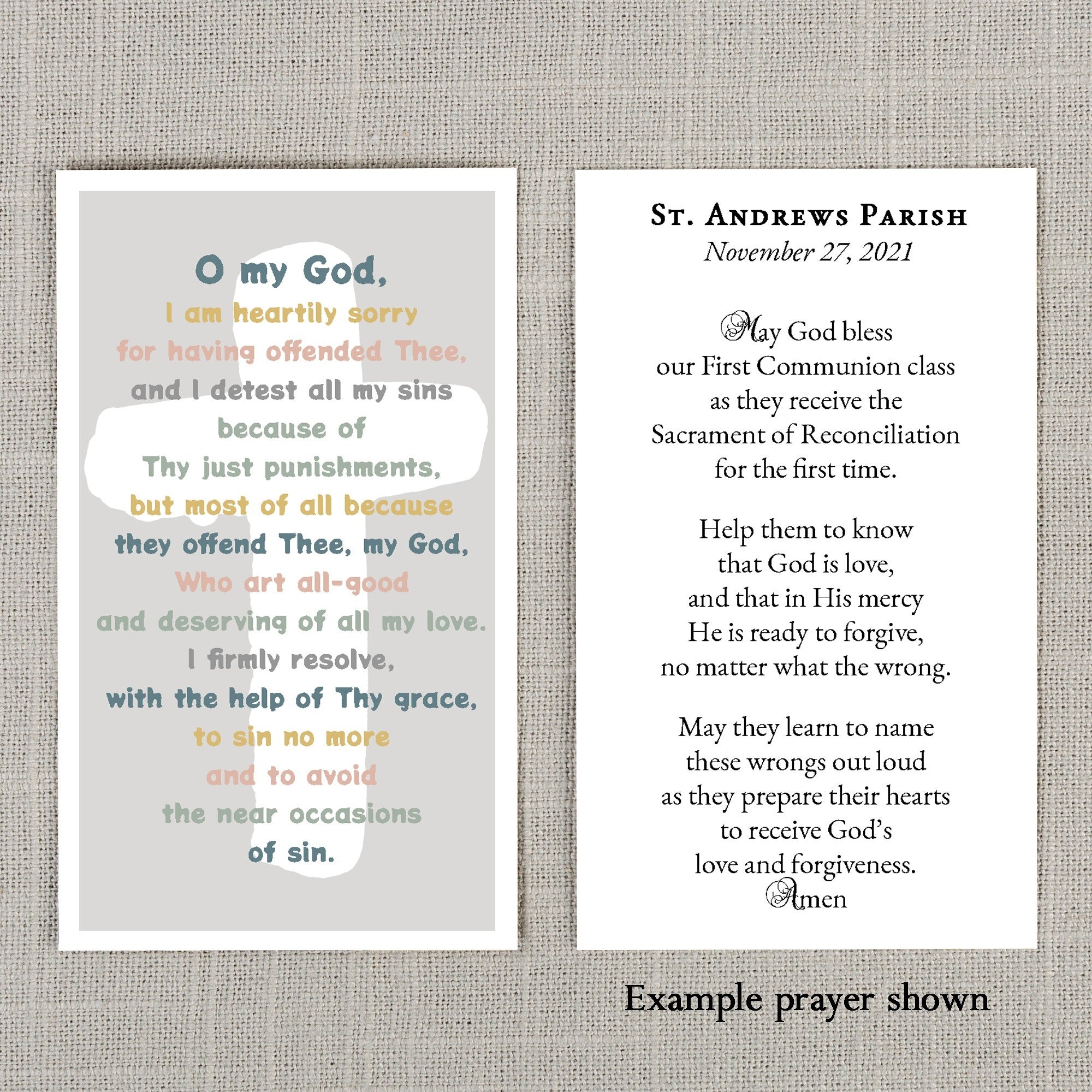 Act of Contrition Personalized Prayer Card