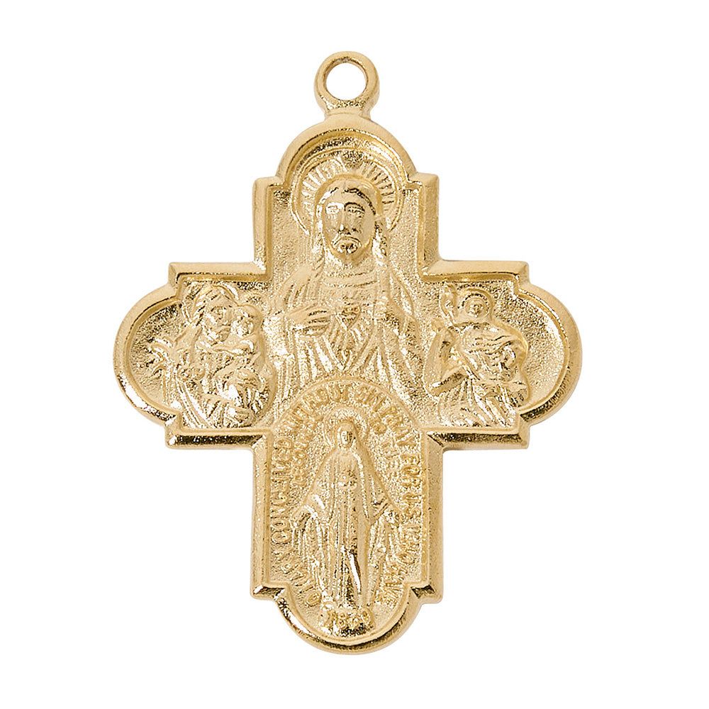 Gold Plated 4 Way Cross Necklace - 24"