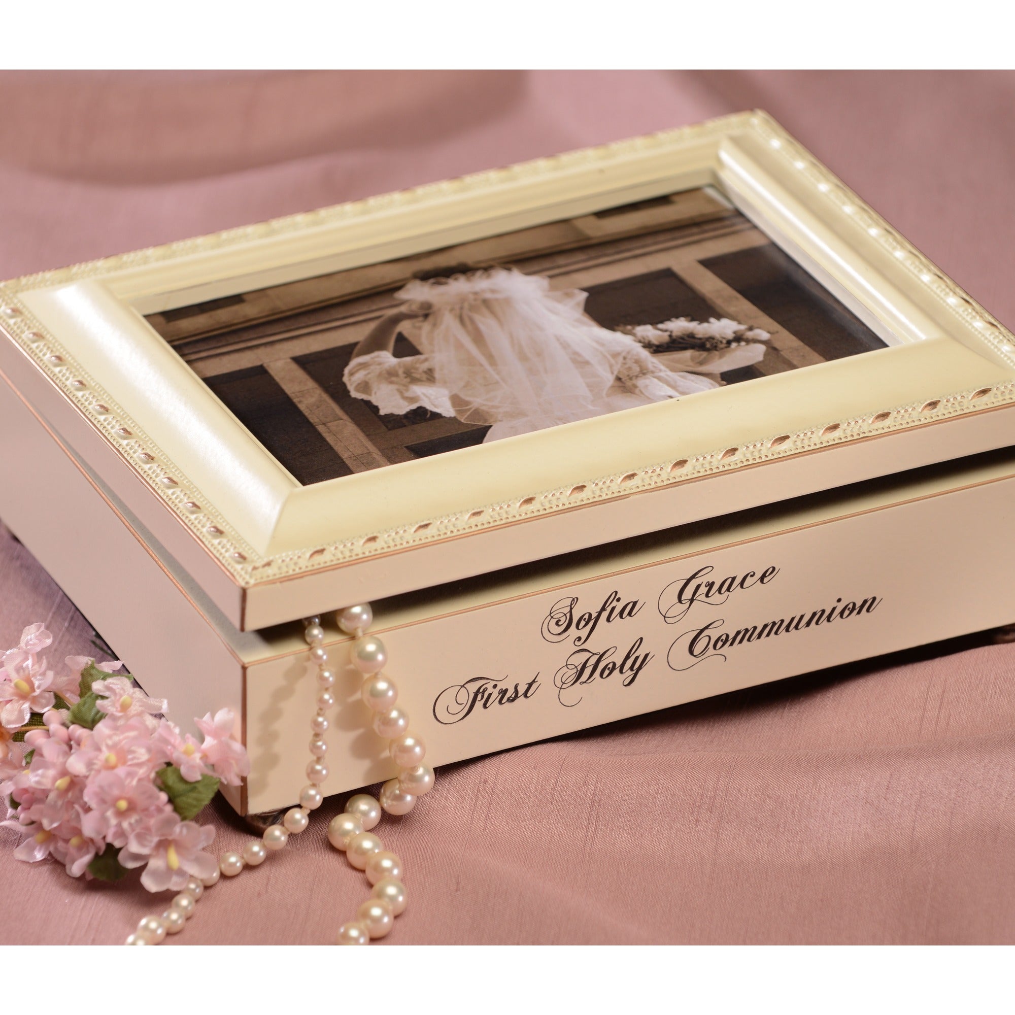 First Communion Frame Music Box - Girl