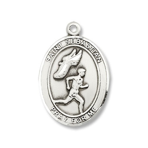 Sterling Silver St. Sebastian / Track & Field Pendant w/ chain