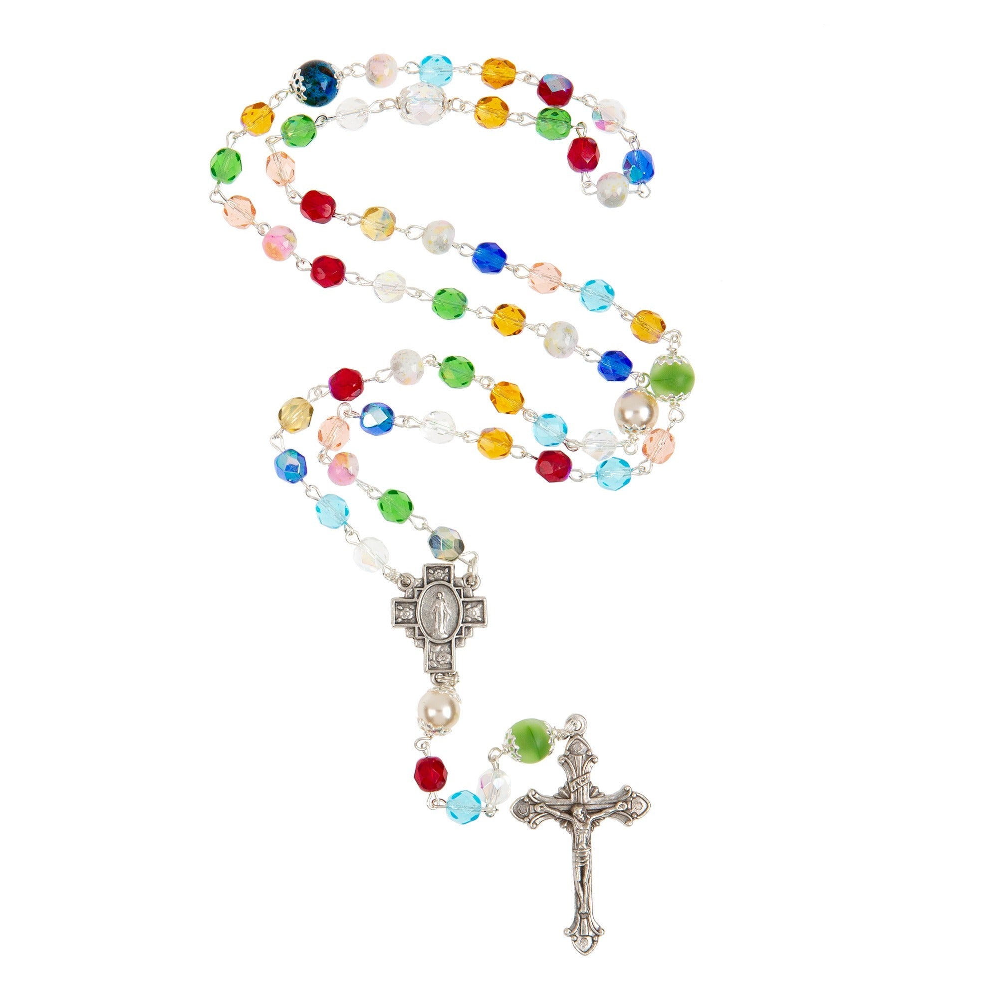 Multicolored 6mm Glass Rosary