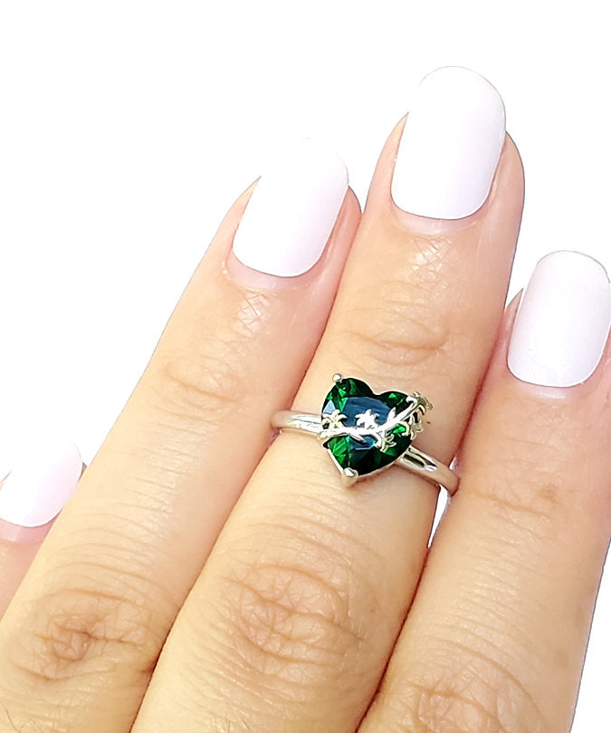 Adjustable Sterling & Jeweled Chaste Heart of St. Joseph Ring