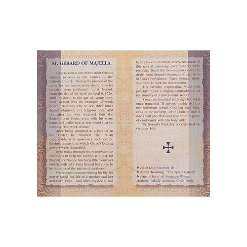 St. Gerard of Majella - Mini Lives of the Saints Folded Prayer Card