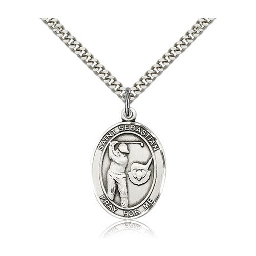 Sterling Silver St. Sebastian / Golf Pendant w/ chain