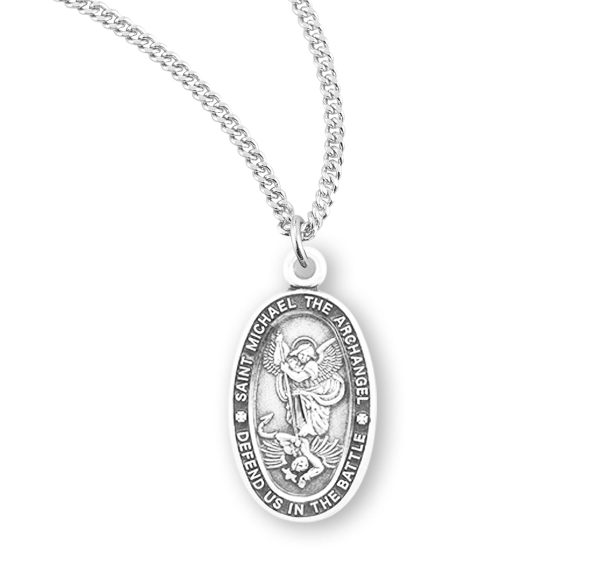 St. Michael Sterling Silver Medal Necklace - 24 "