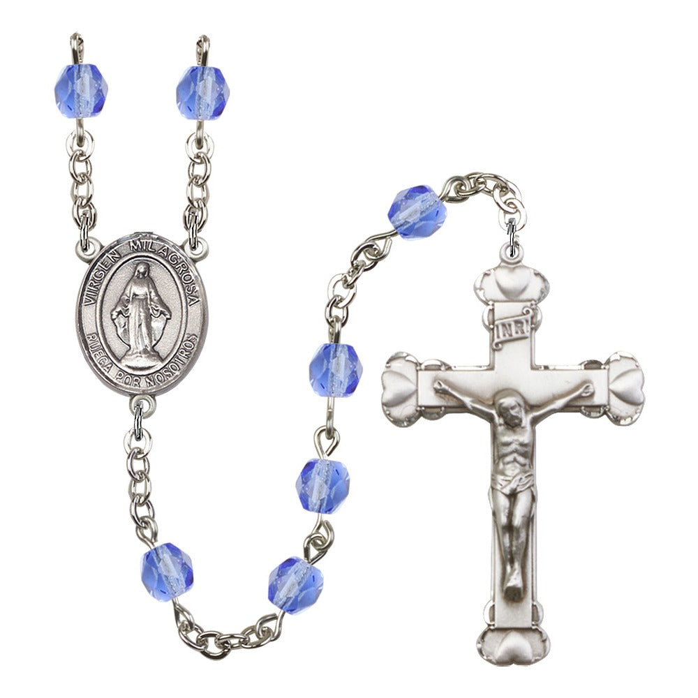 Virgen Milagrosa Blue September Rosary 6mm