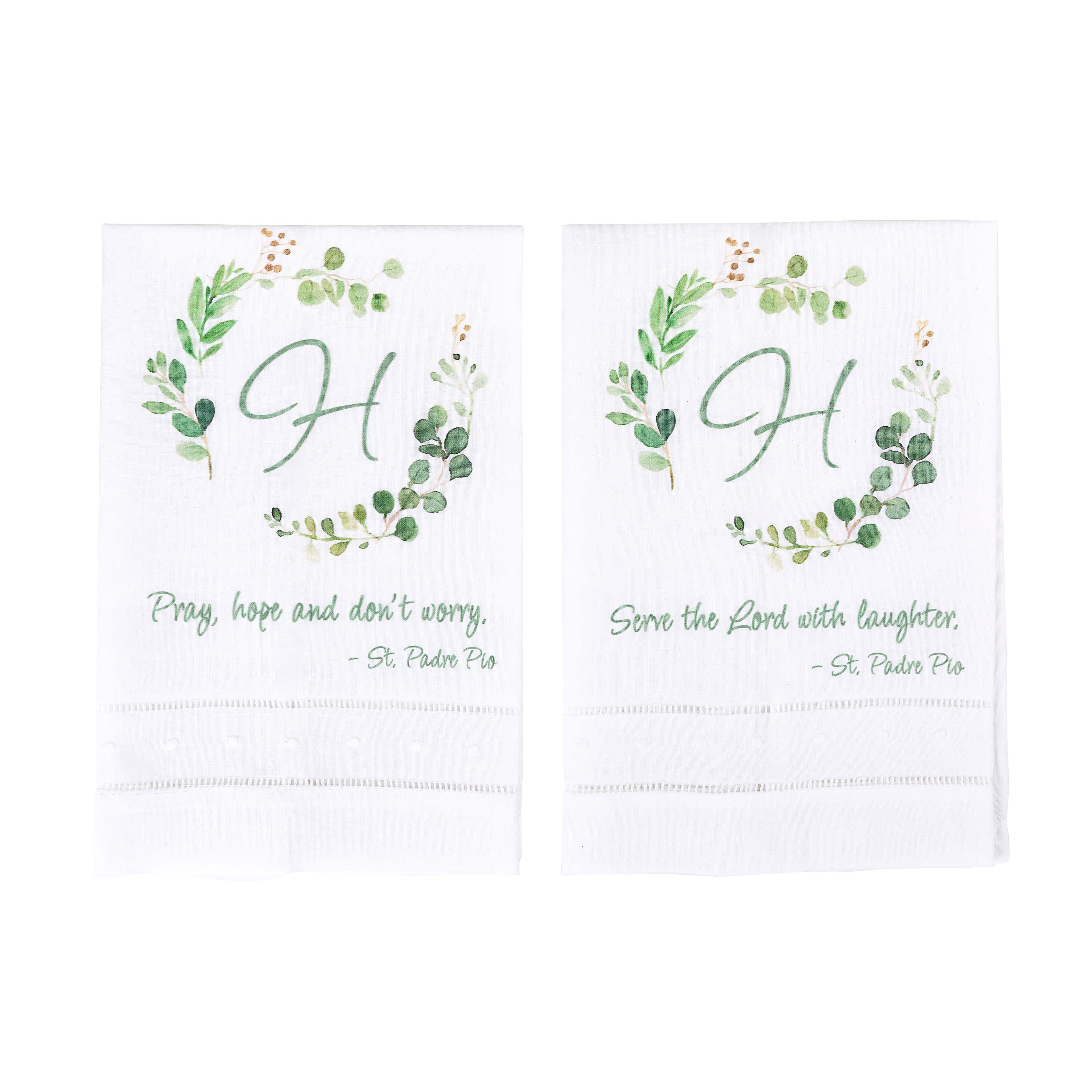 Personalized Laughter & Don't Worry Linen Guest Towels