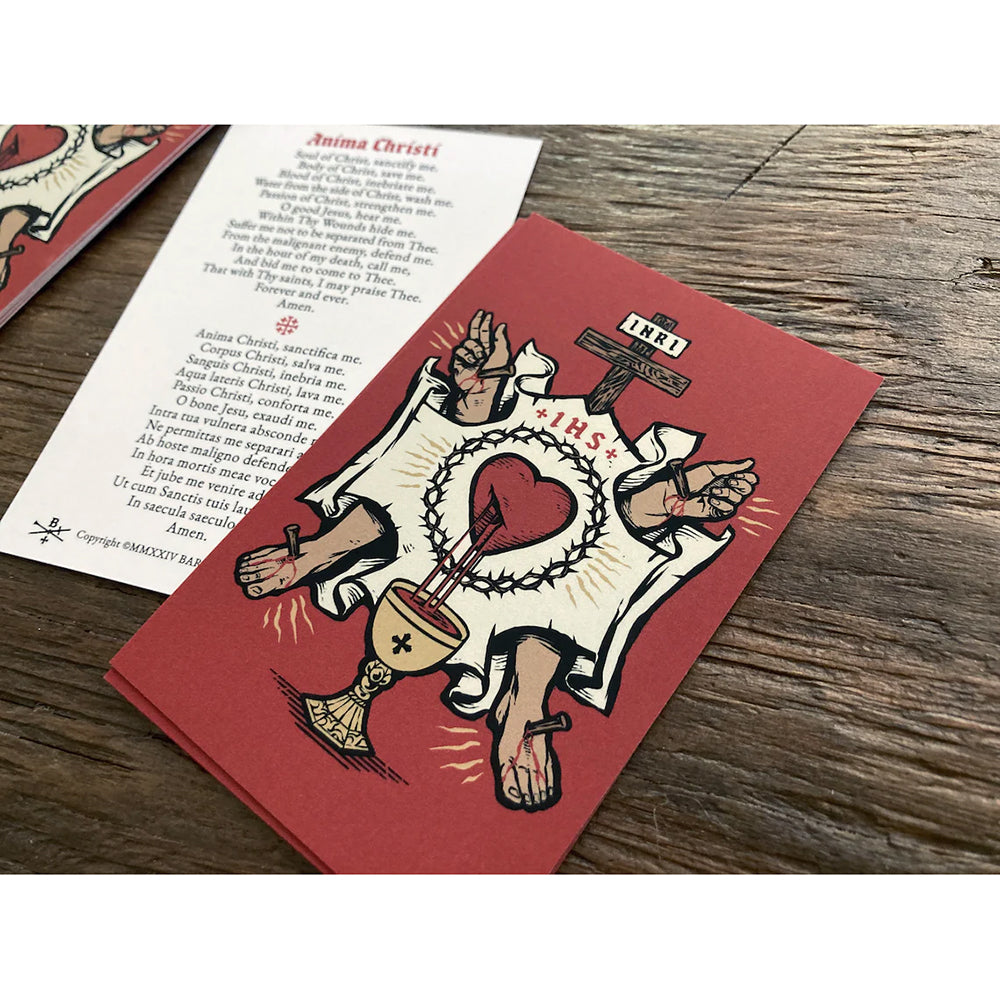 Five Wounds Anima Christi English-Latin Prayer Card
