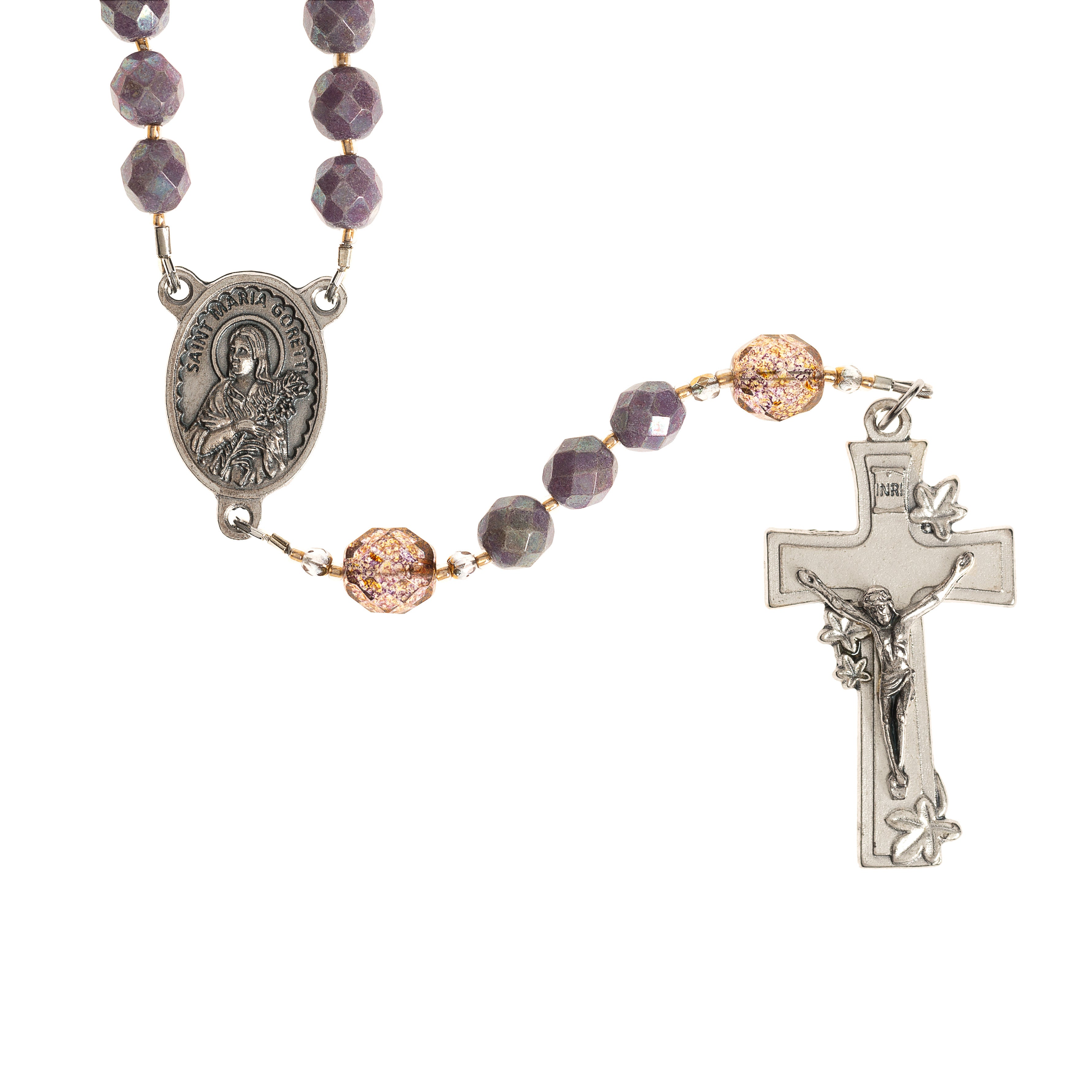 St. Maria Goretti Fire-Polished Crystal Rosary