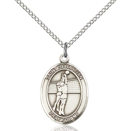 Sterling Silver St. Sebastian / Volleyball Pendant